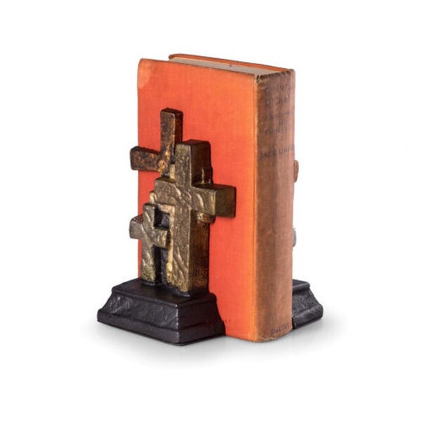 Crosses Bookends Sculptural Religious artwork statuary Bronze Finish